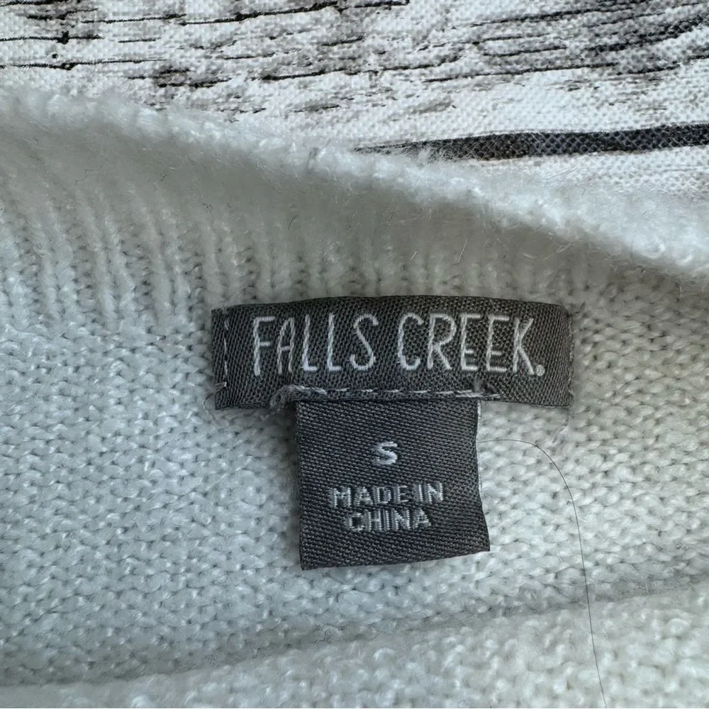 Falls Creek Women’s Ruffle Sleeve Sweater Ivory Cropped Knit Pullover S